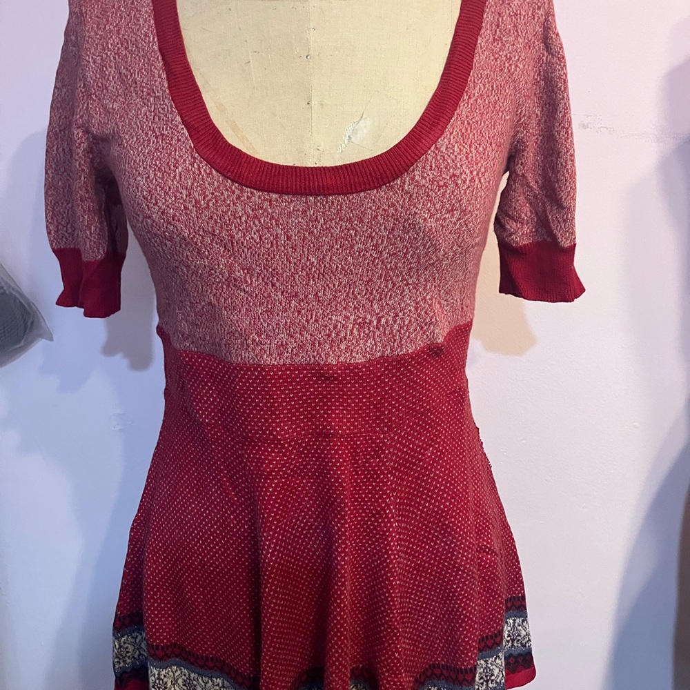 Free People Red fit and flare sweater
